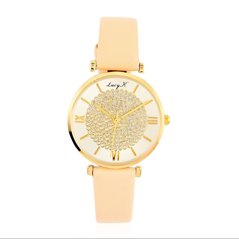 Lucy K Bracelet Watch with Beige Leather Band